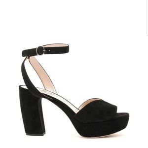 New Miu Miu Black Suede Platform Heels